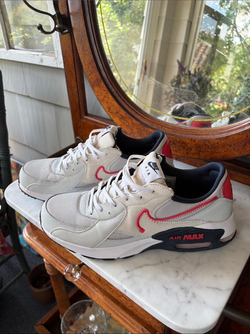 Nike Air Max Men’s Sneakers - Light Gray with Red Accent
